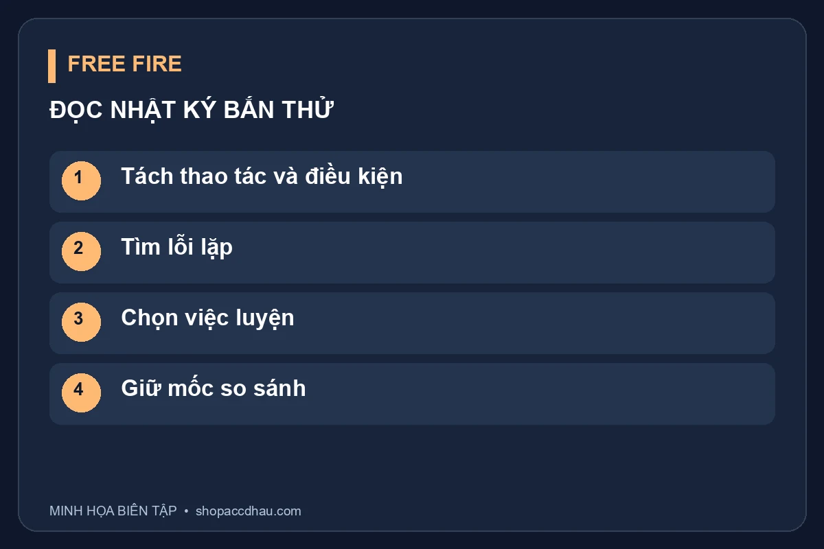 Sơ đồ đọc nhật ký tự ghi; không đại diện cho kết quả thử nghiệm hay bảng xếp hạng vũ khí.